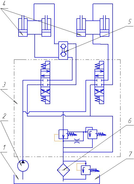 Схема гидропривода бульдозера